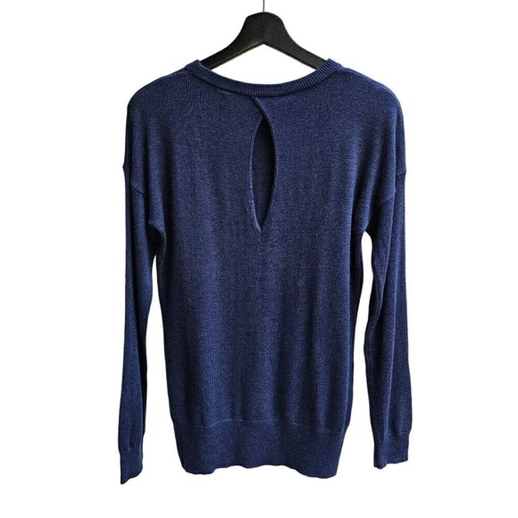Magaschoni Cashmere Blend Women's Loose Fit Navy Blue Sweater, Size Small - Picture 2 of 10